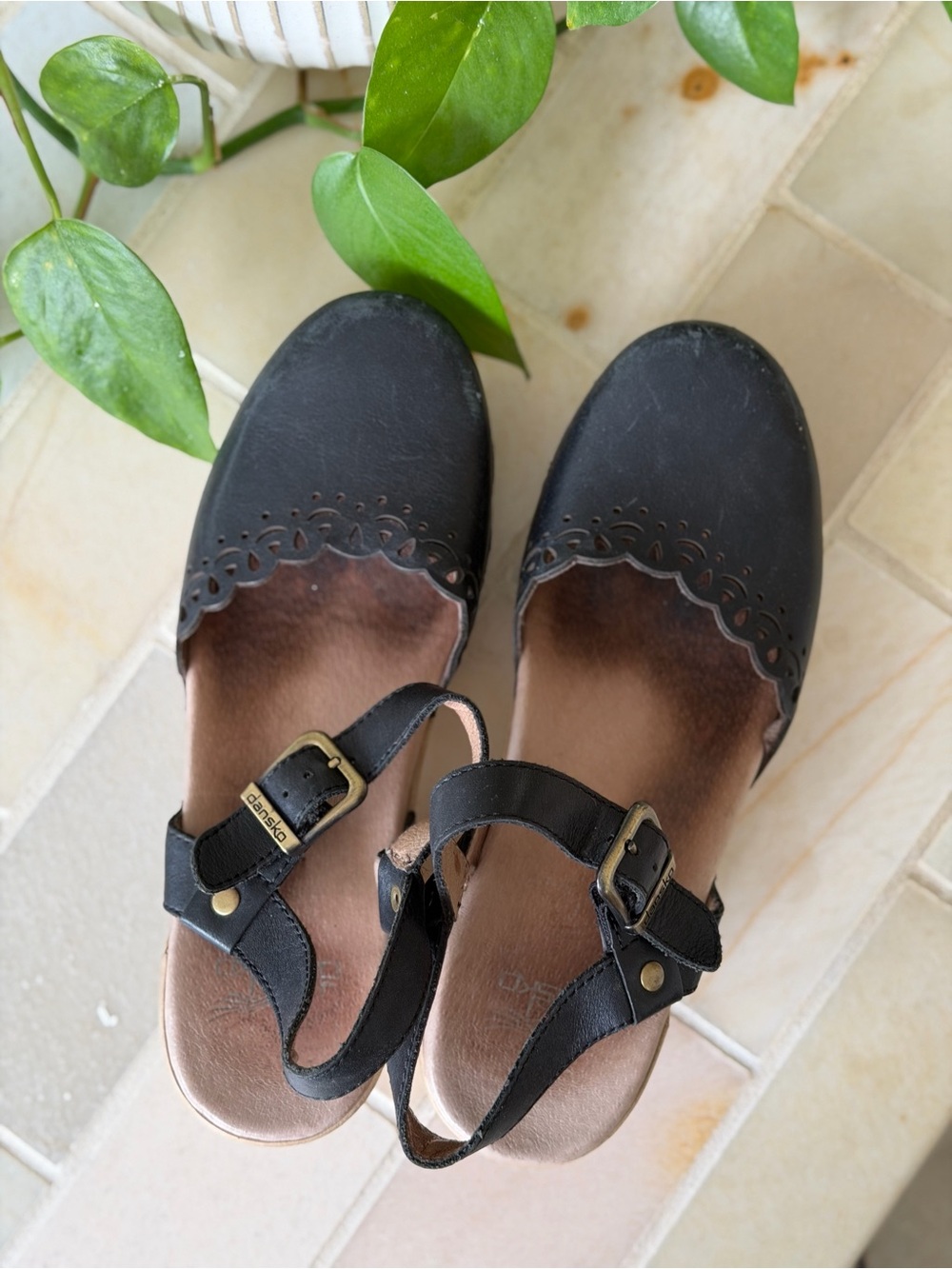 Black Leather Dansko Clog Sandals - Womens 37 - Picture 6 of 7